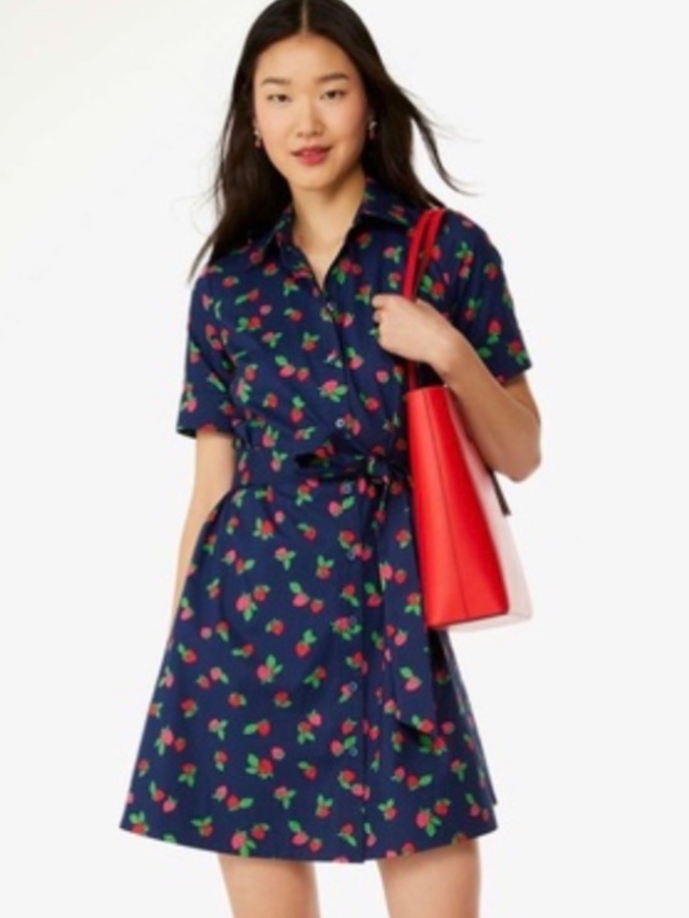 Kate Spade bow strawberry dress size L